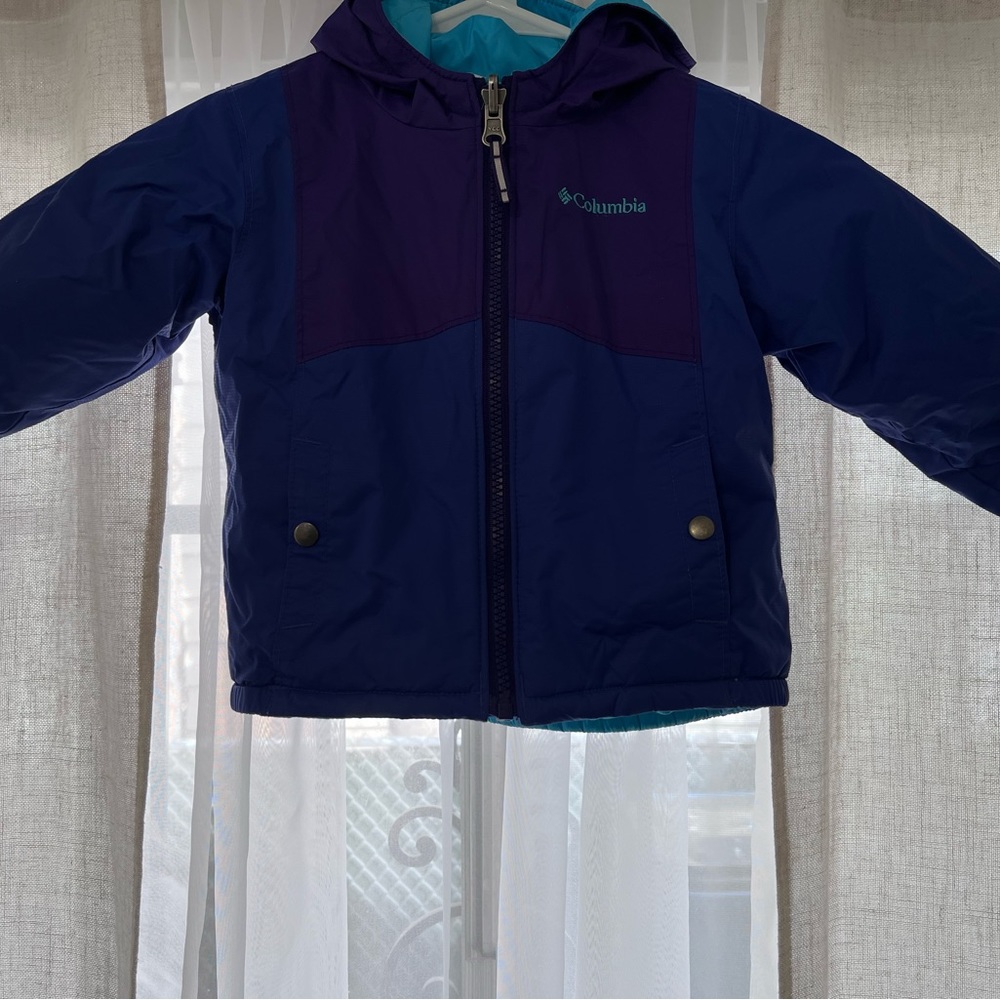 Columbia Reversible Jacket Girls Toddler Size 18-24 Months Purple/Aqua